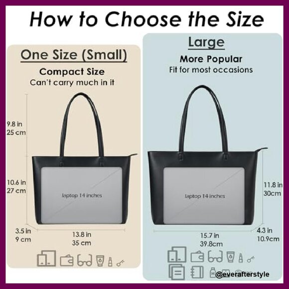 Faux Leather Tote Bag Zipper Shoulder Satchel Minimalist Chic Work Casual - Picture 4 of 7